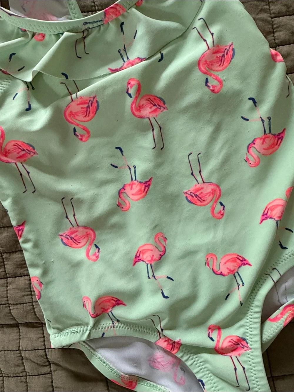 OshKosh B'gosh Mint Green One-Piece Swimsuit with Pink Flamingos